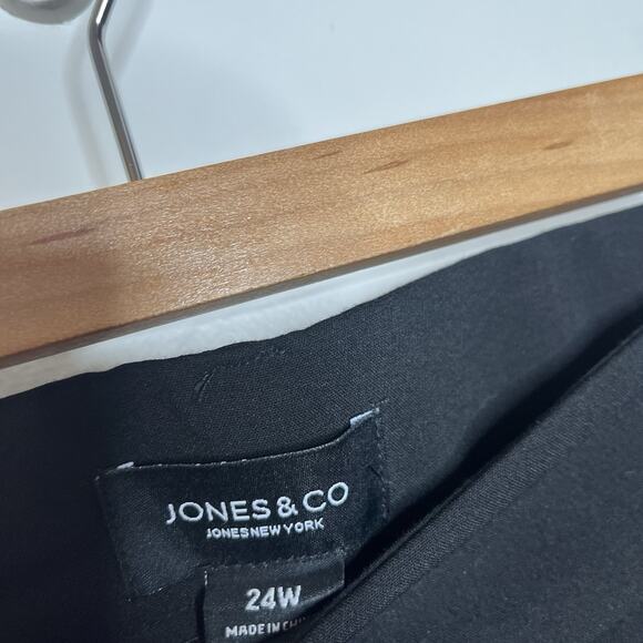 Jones & Co Wide Leg Mid Rise Dress Pants Black Womens Size 24W Crepe Career - Picture 5 of 9